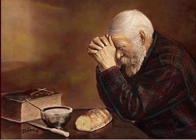 식탁에서 기도하는 노인 그림 / 엔스트롬(Enstrom )- "은혜"(GRACE)